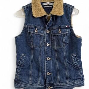 Vintage '90s/Y2K Tommy Hilfiger Sherpa-Lined Denim Vest